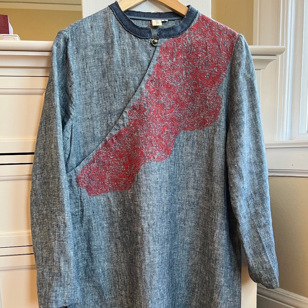 Unique Size L Women’s embroidered Linen Tunic/Coat